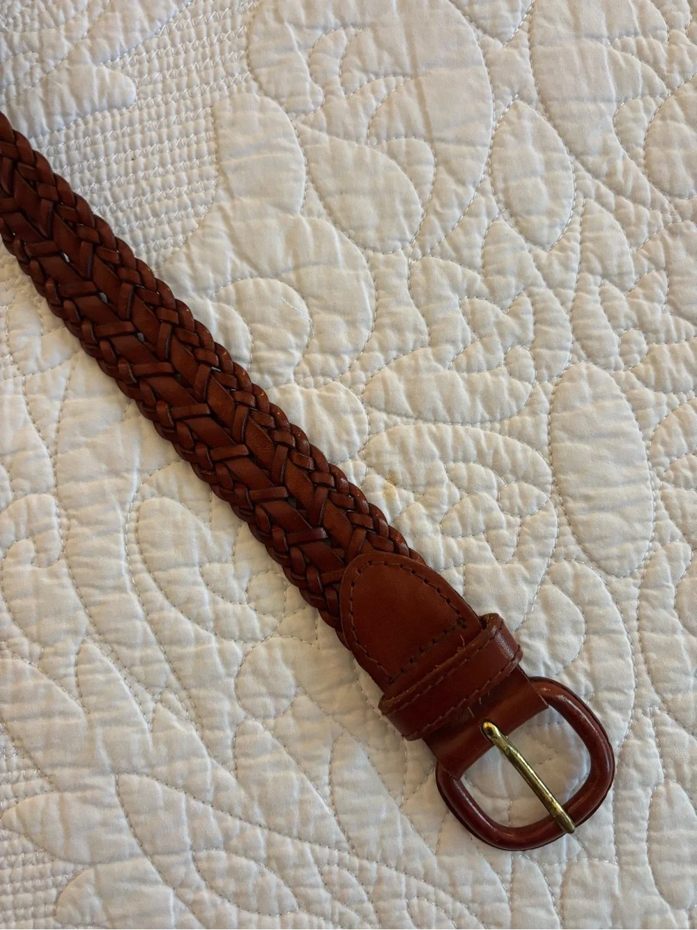 Vintage Talbots Braided Leather Waist Belt - Brown
